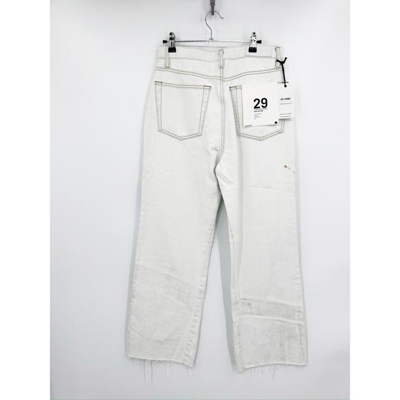 RE/DONE Wide Leg High Rise Raw Hem Bleach Light Wash Crop Jeans Size 29 NWD - Picture 3 of 8